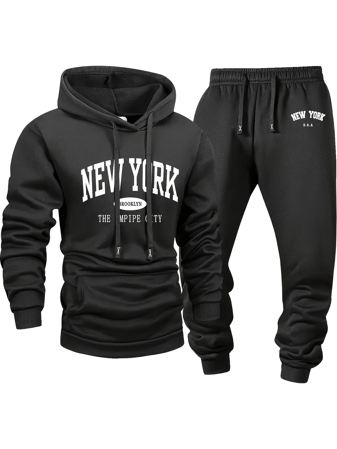 Men's 6-Piece Tracksuit Set Hoodie & Jogger Pants - City Print Street Style Sportswear for Jogging Outdoor Fitness Casual Wear S-XXL
