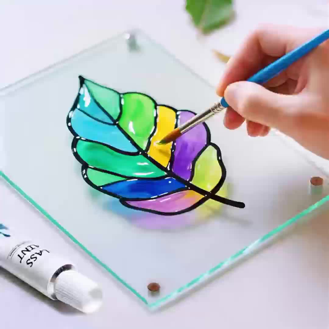 Glass Paint Set 12 Colors Non-Toxic Acrylic Stained Glass Painting Kit for Wine Glasses Windows Ceramic Mugs ASTM Certified Odorless with 3 Brushes for Adults Artists and Beginners