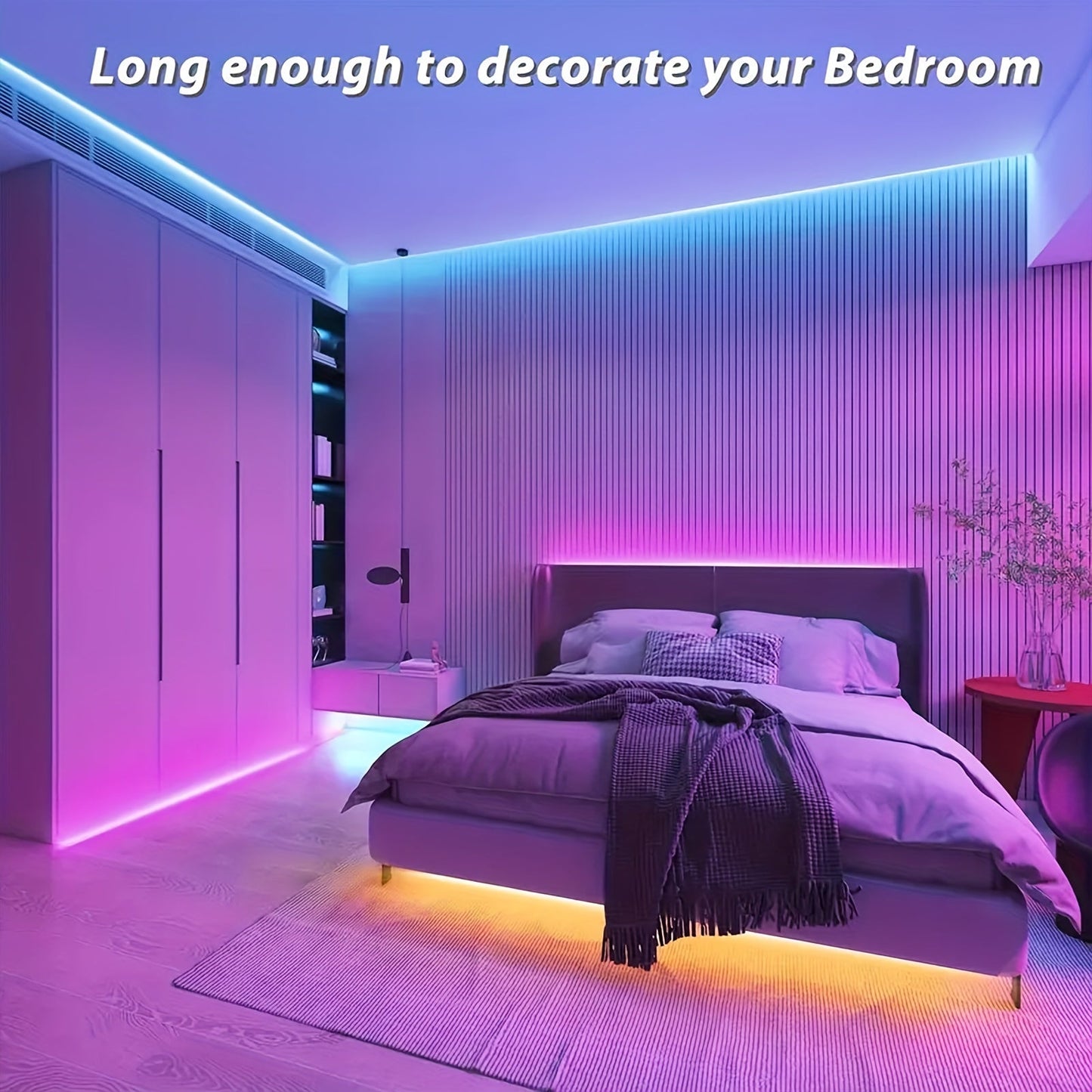 100ft LED Strip Lights Color Changing with 44-Key Remote & Power Supply – RGB LED Light Strip for Bedroom, Living Room, Festival, Wedding, Carnival & Party Decoration – 30M Indoor Ambiance Lighting