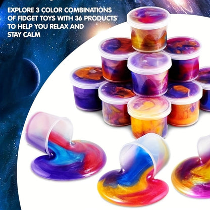 36-Pack Galaxy Slime Party Favors for Kids Bulk Non-Toxic Stretchy Non-Sticky Slime Cups Classroom Rewards Birthday Easter Christmas Halloween Gifts for Girls Boys