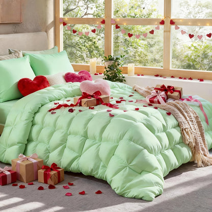Comforter Set 7 Piece Queen King Full - Soft Microfiber Pintuck Pleated Bed in a Bag Complete Bedding Set with Comforter, Fitted Sheet, Flat Sheet & Pillowcases, All Season Home & Dorm Bedding