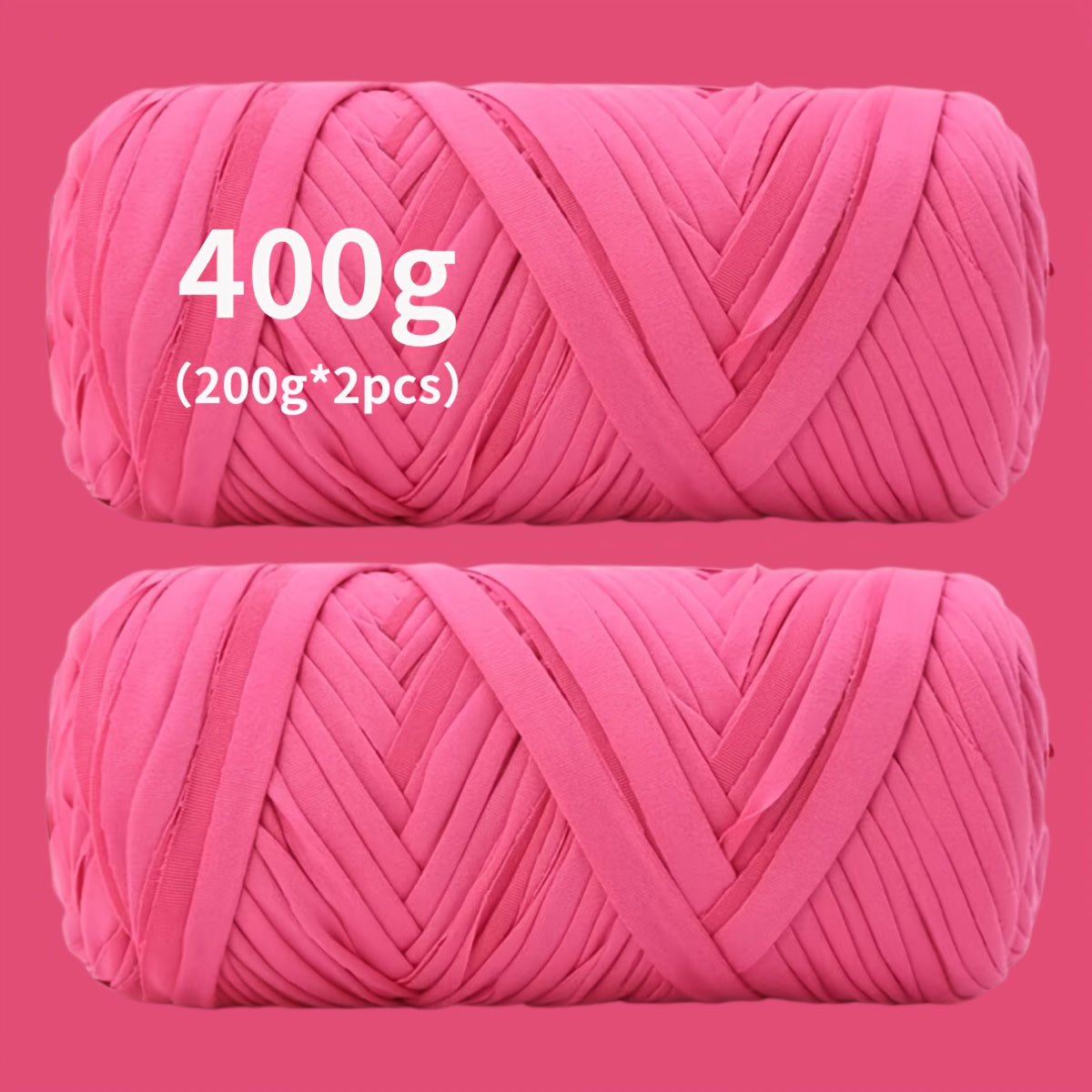 T-Shirt Fabric Yarn 400g (2 x 200g) Chunky Cotton Blend in 49 Colors – Soft Thick Yarn for Crochet Baskets, Bags, Rugs, Macrame & Knitting Projects – Beginner-Friendly Craft Yarn