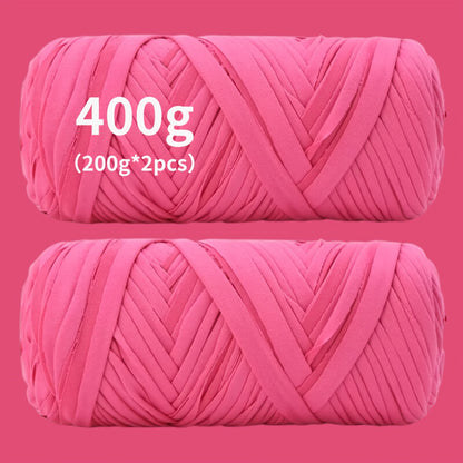 T-Shirt Fabric Yarn 400g (2 x 200g) Chunky Cotton Blend in 49 Colors – Soft Thick Yarn for Crochet Baskets, Bags, Rugs, Macrame & Knitting Projects – Beginner-Friendly Craft Yarn