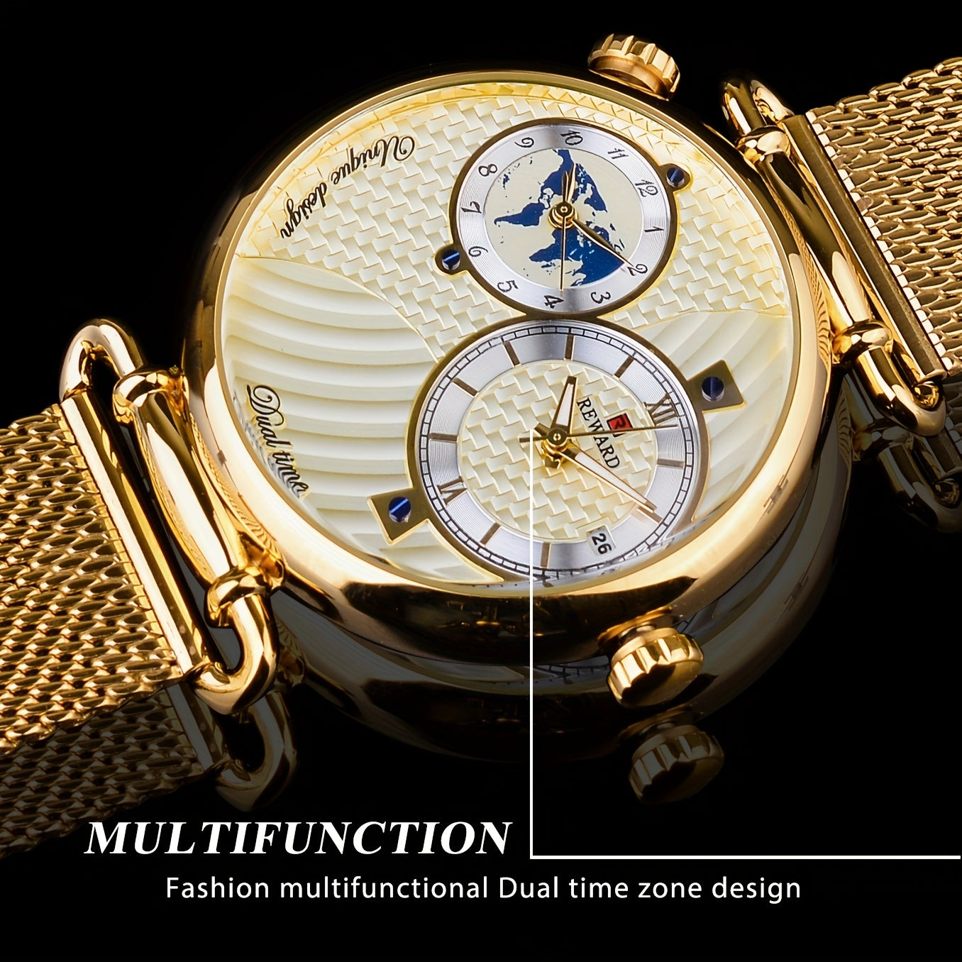 Men's Classic Vintage Quartz Watch for Business – Elegant Golden Dial Dress Wristwatch with Gift Box, Analog Timepiece for Work, Formal & Special Occasions