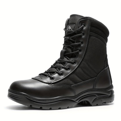 Men's Leather Tactical Combat Boots Side Zipper 9-Inch Non-Slip Lightweight - Hiking Motorcycle Outdoor Boots US 6.5-15