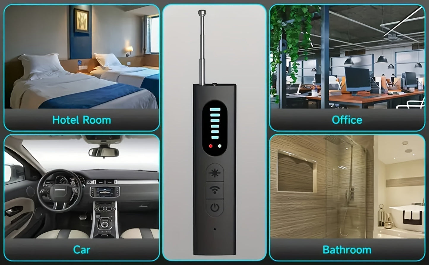 Hidden Camera Detector Anti Spy RF Signal Scanner – Bug Detector, GPS Tracker & Listening Device Finder, Portable Rechargeable Multi-Function Security Sweeper for Travel, Hotel, Home, Office, Car