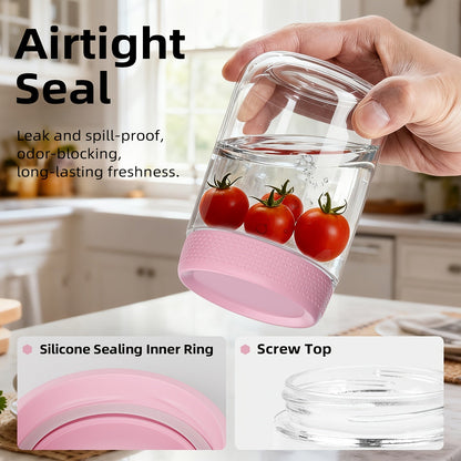 6-Pack 16oz Glass Airtight Jars with Silicone Sleeves – Moisture-Proof Food Storage Containers for Tea, Grains, Nuts, Snacks, Spices & Yogurt | BPA-Free