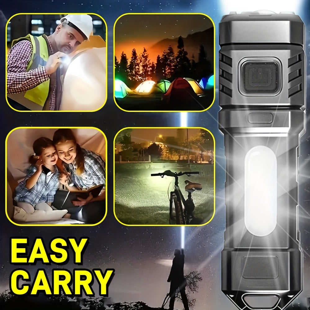 Mini Rechargeable LED Flashlight 3 or 6 Pack, 2000 Lumens COB 4 Modes USB-C Charging, Compact Handheld Flashlight with Back Clip & Built-In Battery for Camping Hiking Hunting Emergency