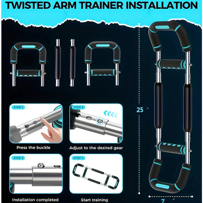 U-Shaped Adjustable Chest and Arm Muscle Strength Trainer 60-100 lbs Spring Resistance Band Triceps Chest Workout Equipment 2-Level Adjustment Detachable Portable Home Gym Fitness