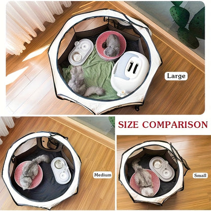 Foldable Octagonal Pet Playpen Tent for Dogs and Cats - Oxford Fabric No Assembly Required, Indoor Outdoor Pet Enclosure Kennel Maternity Room, Available in M L XL, Blue & Beige