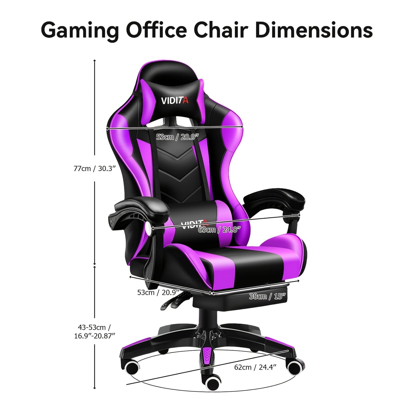 Gaming Chair High Back Ergonomic Racing Chair with Footrest & Lumbar Support – Adjustable Recline Swivel Computer Office Chair, 8 Colors