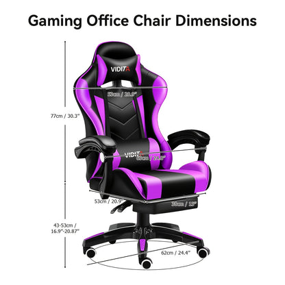 Gaming Chair High Back Ergonomic Racing Chair with Footrest & Lumbar Support – Adjustable Recline Swivel Computer Office Chair, 8 Colors