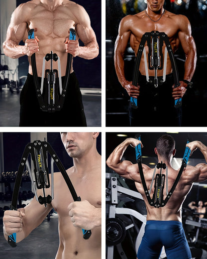 Hydraulic Arm Trainer – 22-440 lbs Adjustable Resistance, 20 Levels, Carbon Steel Foldable Home Gym Equipment for Chest Shoulder Back Multi-Muscle Workout, Non-Slip Handle