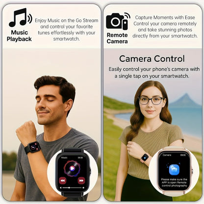 2026 Smartwatch Unisex Wireless Calling Dialing Multiple Sports Modes Heart Rate Message Notification Multi-App Alerts Fitness Tracker Watch for Men Women Compatible iPhone Android