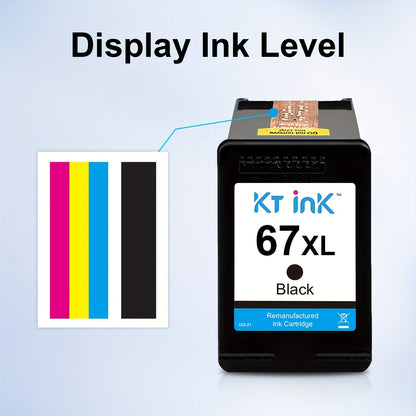 HP 67XL Ink Cartridge Replacement, Remanufactured 67XL Black & Color Ink for HP DeskJet 2732 2755 2752 2742, ENVY 6052 6055 6058 6075 Printer – High Yield, More Pages Per Cartridge