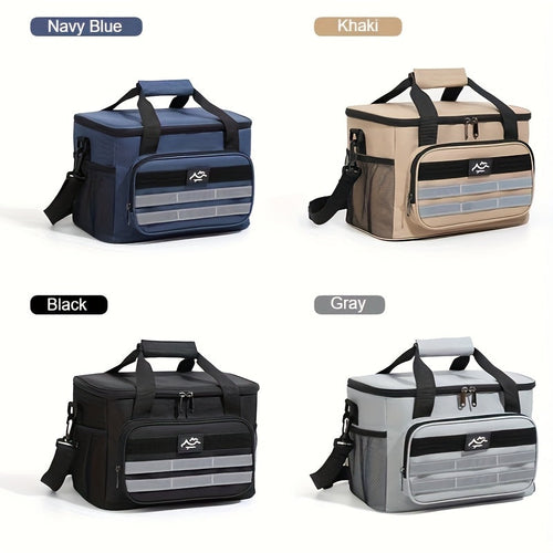 Large Capacity Insulated Cooler Bag Leakproof Portable Food Storage for Picnic Camping Beach Lunch, Durable Handle Soft Sided Cooler Tote with Thick Insulation - Black Navy Grey Khaki