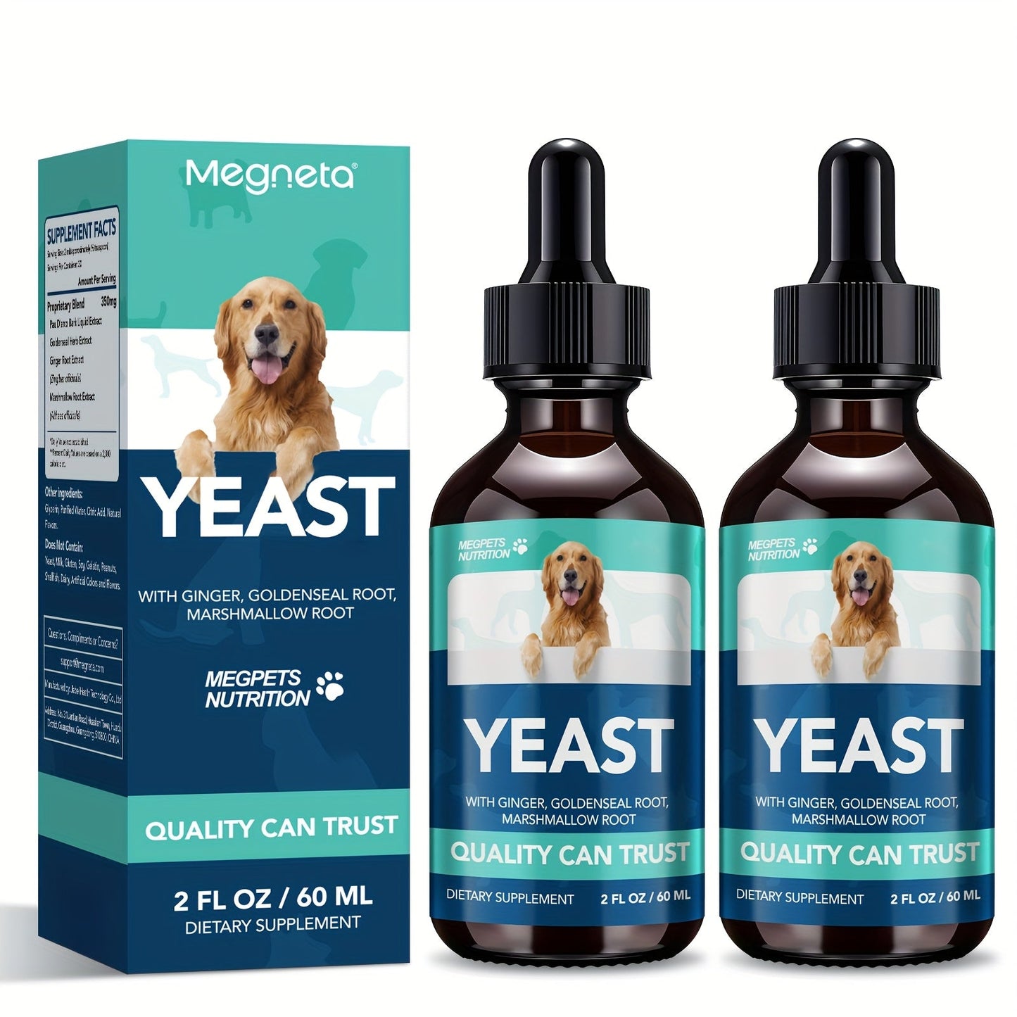 Yeast Health Drops for Dogs & Cats 2fl oz Liquid Supplement Skin Ear Vitality Easy Absorb Formula All Breeds Ages Pet Immune Support Probiotic Drops 60ml
