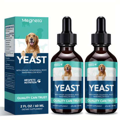 Yeast Health Drops for Dogs & Cats 2fl oz Liquid Supplement Skin Ear Vitality Easy Absorb Formula All Breeds Ages Pet Immune Support Probiotic Drops 60ml