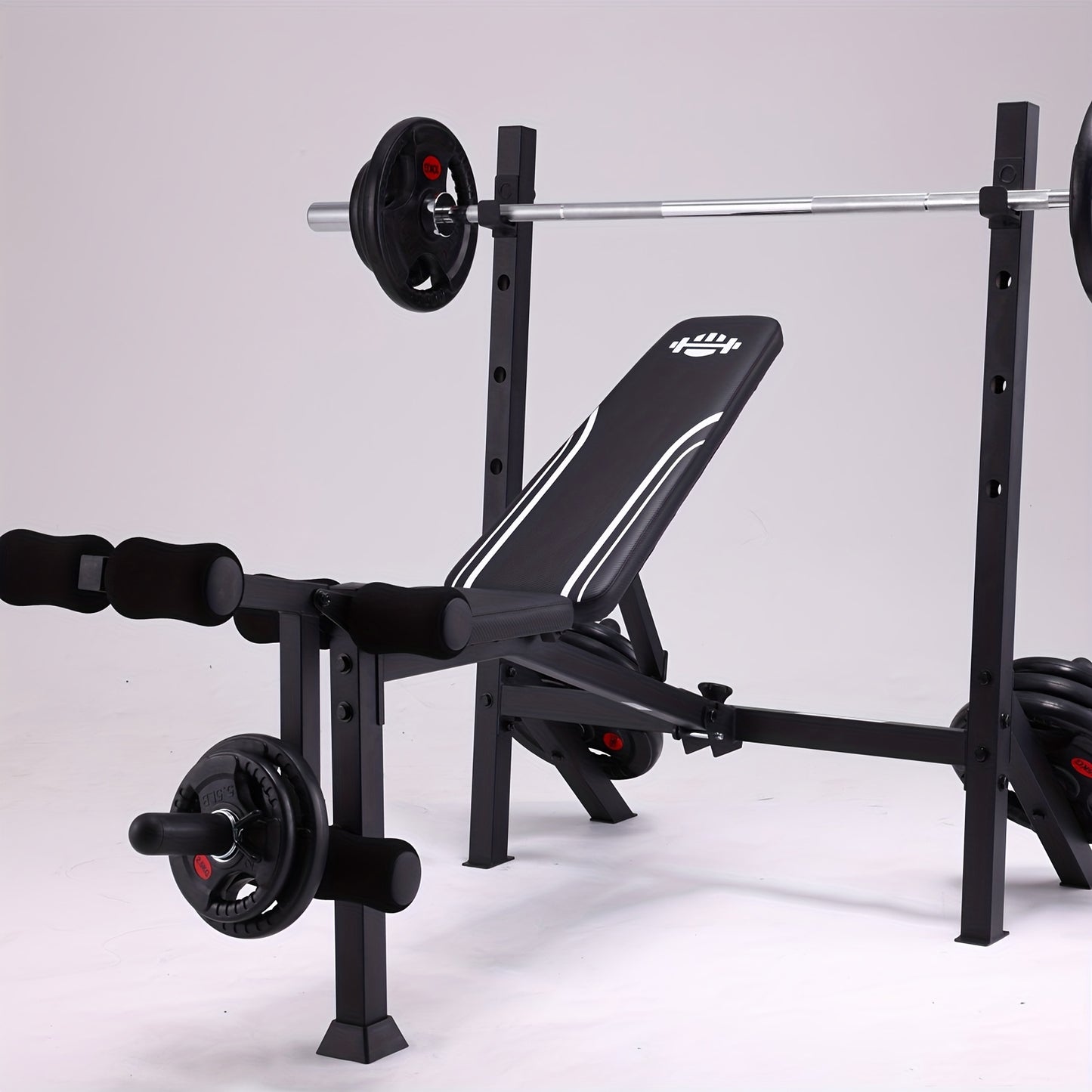 Adjustable Weight Bench Press Set with Squat Rack – 1200LBS Foldable Home Gym Equipment, Full Body Workout Station with Leg Developer & Preacher Curl Pad for Strength Training