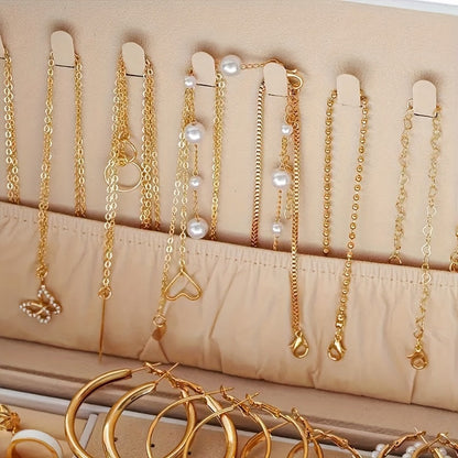 86pcs Faux Pearl Jewelry Set for Women – Necklace Bracelet Rings Earrings with Love Butterfly Star Moon Charms, Boho Fashion Accessories for Party Holiday Dating Daily Wear Gift