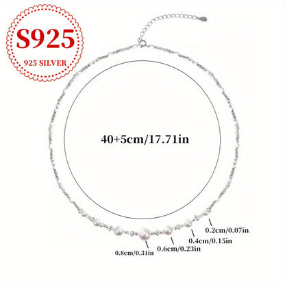 925 Sterling Silver Freshwater Pearl Necklace for Women – Elegant Retro Luxury Jewelry for Marriage Proposals, Engagements, Anniversaries, Valentine's Day, Daily Wear, Dates & Parties