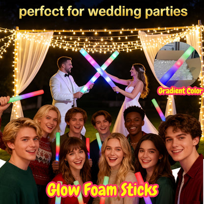50pcs LED Foam Glow Sticks with 3 Flicker Modes – Colorful Bulk Glow Sticks for Parties, Weddings, Birthdays, Concerts, Christmas & New Year Celebrations