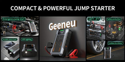 8000A Portable Jump Starter with Air Compressor – 12V Battery Booster for 8.0L Gas & 6.5L Diesel, USB Ports, LED Flashlight, Jump Box for Cars, Trucks & SUVs
