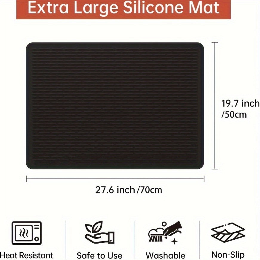 Silicone Electric Stove Top Cover Mat 28"x20" – Heat-Resistant Up to 450°F, Non-Slip Washable Ceramic Glass Cooktop Protector, Extra Large Flat RV Range Cover & Multipurpose Kitchen Mat, Black