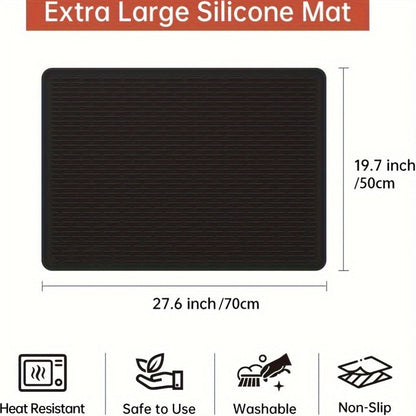 Silicone Electric Stove Top Cover Mat 28"x20" – Heat-Resistant Up to 450°F, Non-Slip Washable Ceramic Glass Cooktop Protector, Extra Large Flat RV Range Cover & Multipurpose Kitchen Mat, Black