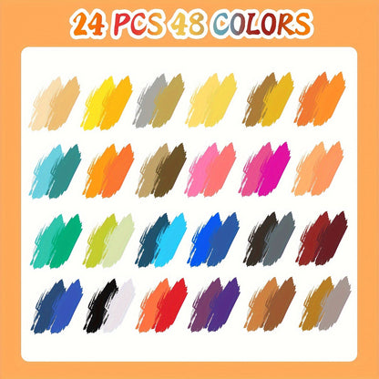 Double-Ended Waterproof Acrylic Paint Pens 48 or 72 Colors for Rock Painting Fabric Metal Glass Wood Canvas Ceramics Eggs Pumpkins DIY Art Crafts