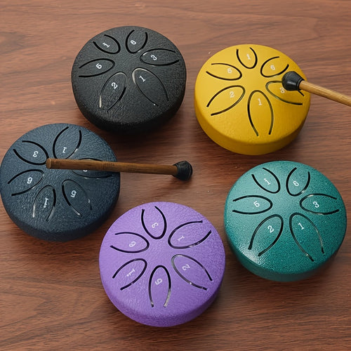 Mini Steel Tongue Drum 3 Inch 6-Tone – Beginner Handheld Carbon Steel Percussion Instrument, Includes Drumsticks, Sheet Music & Learning Guide, Perfect for Meditation, Gifts, Weddings & Holidays – Multiple Colors