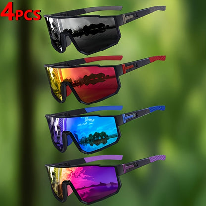 Square Frame Fashion Glasses 4 Pack for Men Women - Retro Trendy Colorful Eyewear Set UV Protection Lightweight Plastic Frame Glasses for Daily Wear, Parties, Halloween & Christmas Gifts