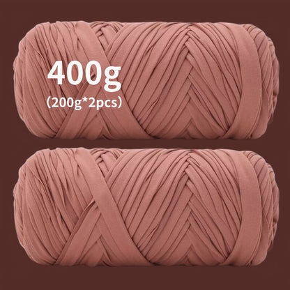 T-Shirt Fabric Yarn 400g (2 x 200g) Chunky Cotton Blend in 49 Colors – Soft Thick Yarn for Crochet Baskets, Bags, Rugs, Macrame & Knitting Projects – Beginner-Friendly Craft Yarn