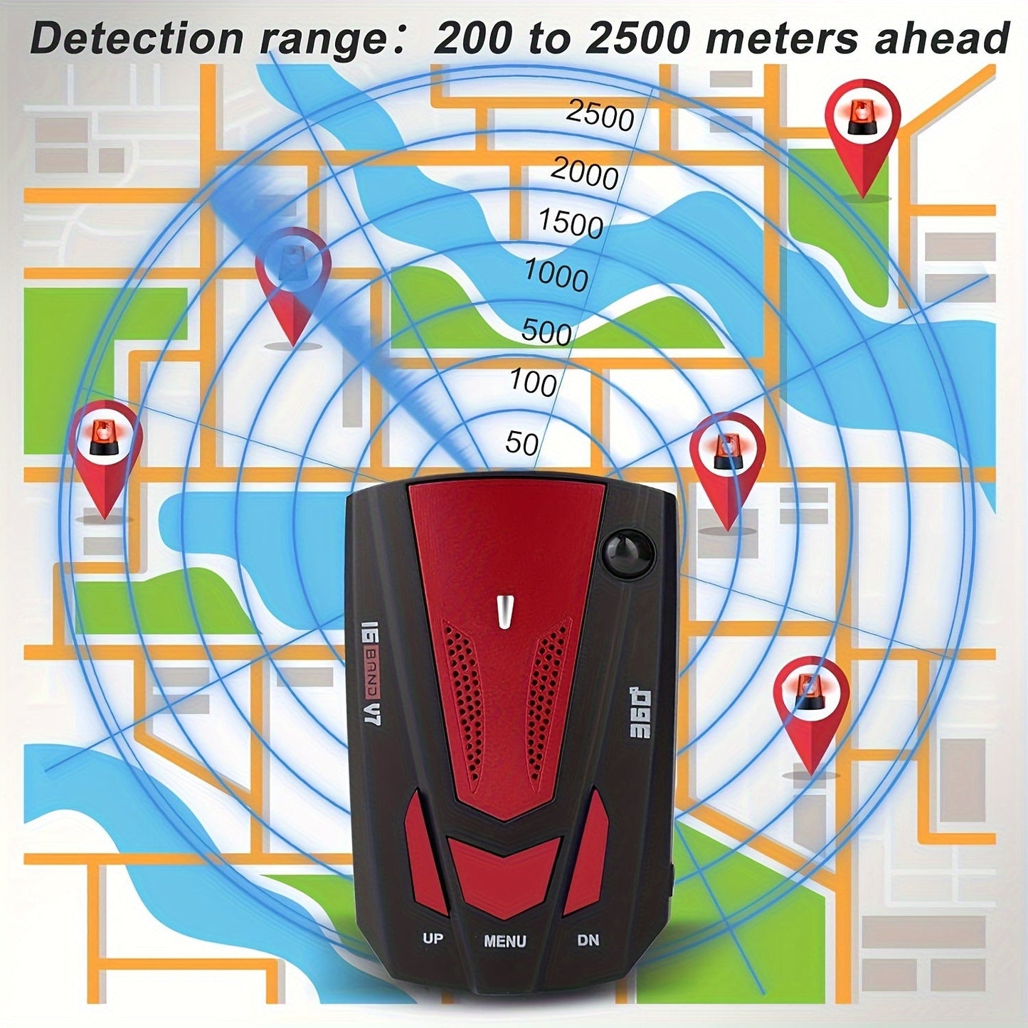 16-Band Car Radar & GPS Detector – 360° LIDAR & Anti-Speed Camera Detection, Voice Alarm, Real-Time Threat Alerts for Safer Driving