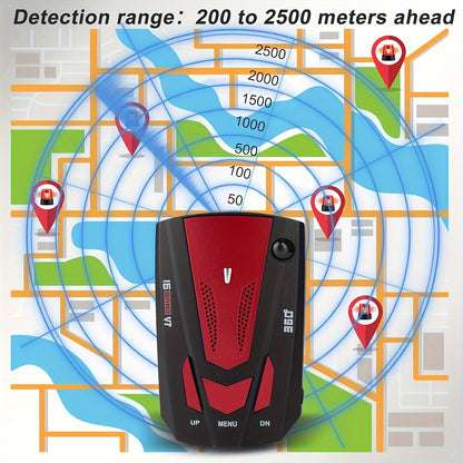 16-Band Car Radar & GPS Detector – 360° LIDAR & Anti-Speed Camera Detection, Voice Alarm, Real-Time Threat Alerts for Safer Driving