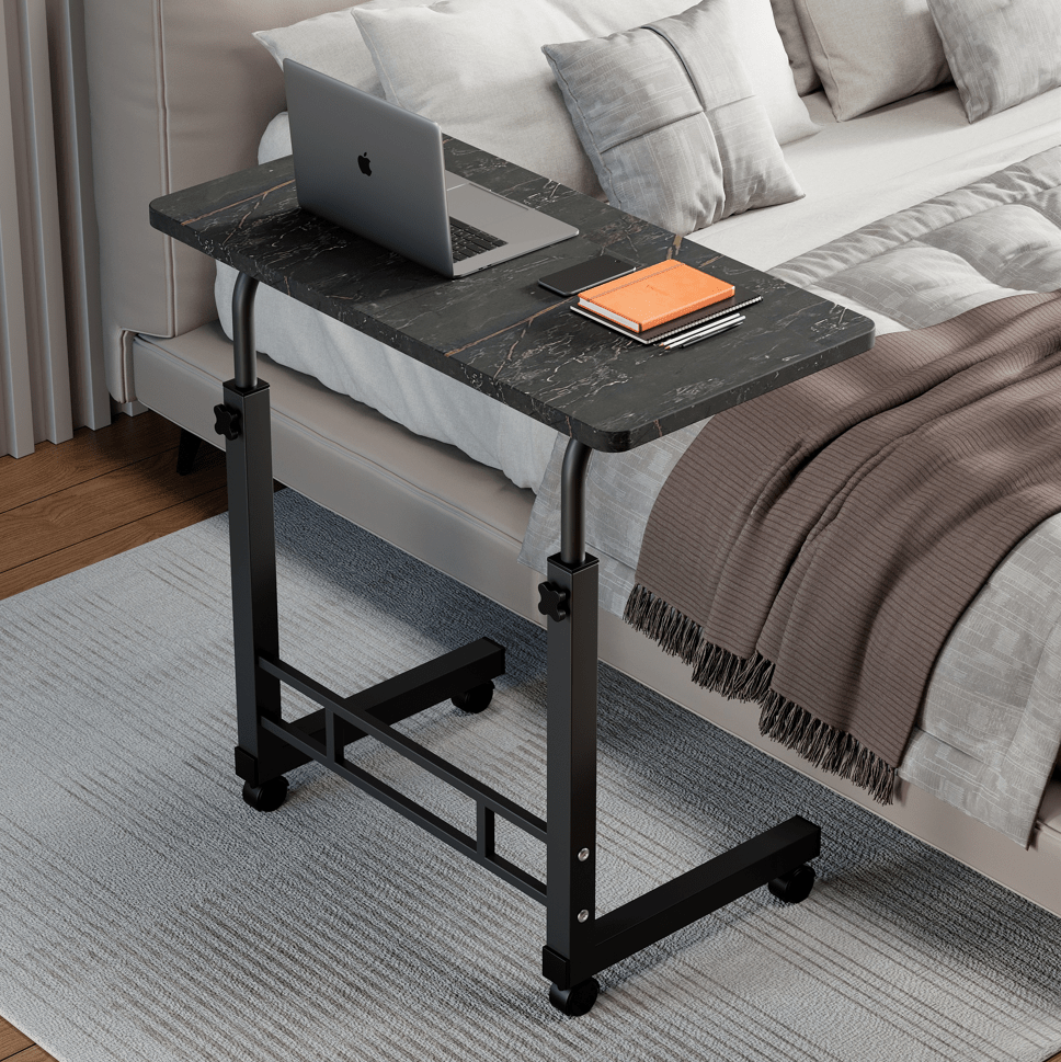 Mobile Lift Table Adjustable Height Rolling Laptop Desk Bedside Sofa Side Table for Bedroom Home Office
