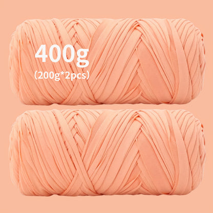 T-Shirt Fabric Yarn 400g (2 x 200g) Chunky Cotton Blend in 49 Colors – Soft Thick Yarn for Crochet Baskets, Bags, Rugs, Macrame & Knitting Projects – Beginner-Friendly Craft Yarn