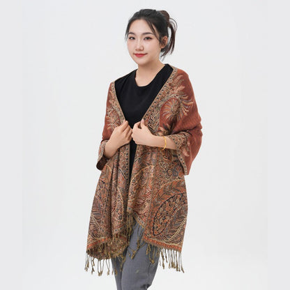 Phoenix Tail Paisley Pashmina Scarf – Thick Warm Wrap Shawl for Women, Luxurious Soft Fabric in 17 Vibrant Colors, Versatile for Formal Events, Everyday Wear & Gifting