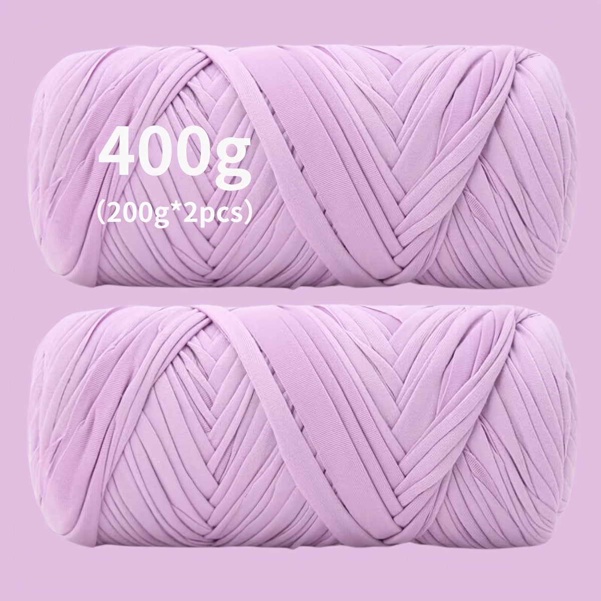 T-Shirt Fabric Yarn 400g (2 x 200g) Chunky Cotton Blend in 49 Colors – Soft Thick Yarn for Crochet Baskets, Bags, Rugs, Macrame & Knitting Projects – Beginner-Friendly Craft Yarn