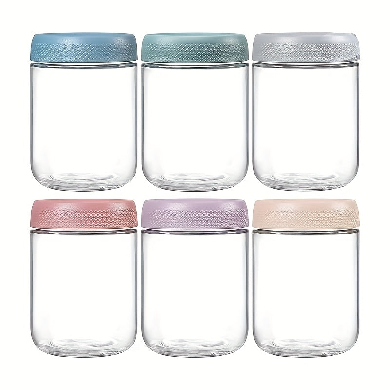6-Pack 16oz Glass Airtight Jars with Silicone Sleeves – Moisture-Proof Food Storage Containers for Tea, Grains, Nuts, Snacks, Spices & Yogurt | BPA-Free