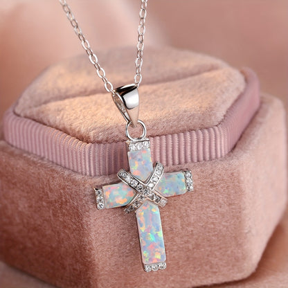 925 Sterling Silver Cross Pendant Necklace for Women – Hypoallergenic Vintage Boho Faith Jewelry, Minimalist CZ Choker Necklace, Elegant Gift for Her Birthday Anniversary Christmas