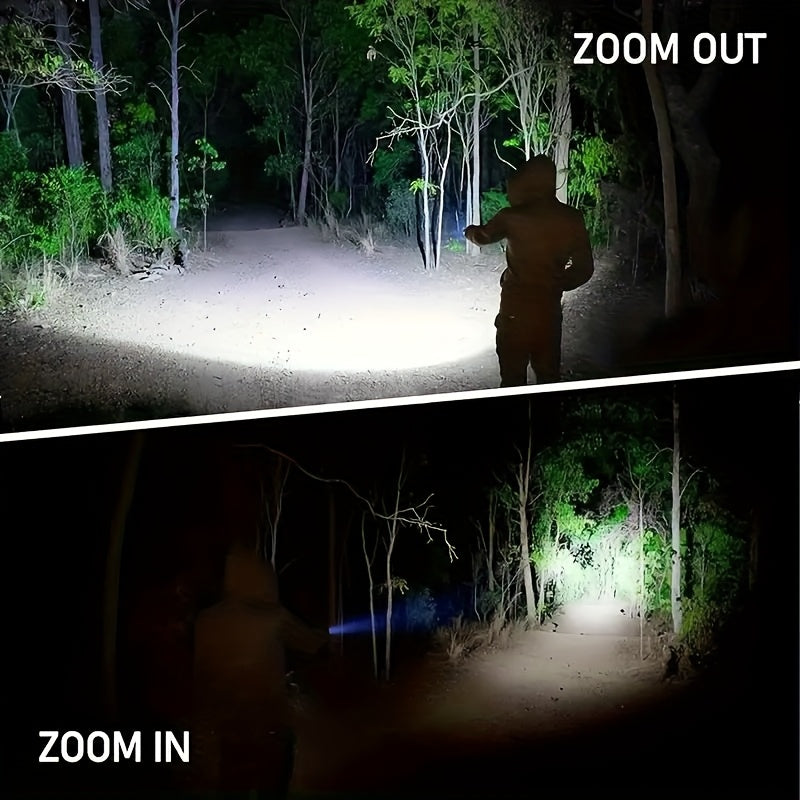 2 Pack Rechargeable LED Tactical Flashlight with Telescopic Zoom, COB Side Light & 5 Modes, High Power Handheld Flashlight USB-C for Camping Hiking Biking Emergency – Best Gift for Him