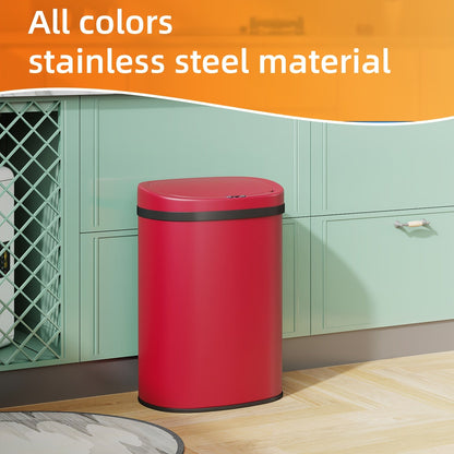 13 Gallon Touchless Trash Can 50L Automatic Motion Sensor Garbage Can Stainless Steel & Plastic for Kitchen Office Bedroom Living Room – 11 Colors