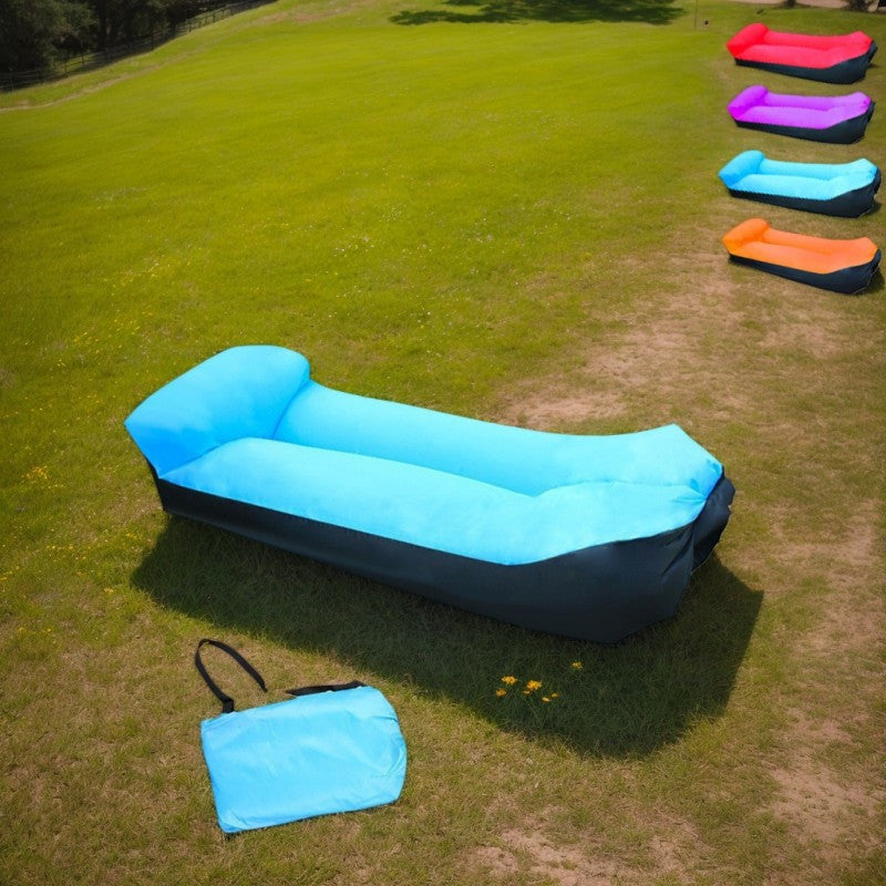 Portable Inflatable Sofa & Recliner Chair for Outdoor Use – Heavy-Duty Bed-Like Lounger, Quick Inflation & Deflation, Lightweight & Compact for Camping, Beach, Backyard & Travel, No Pump Needed