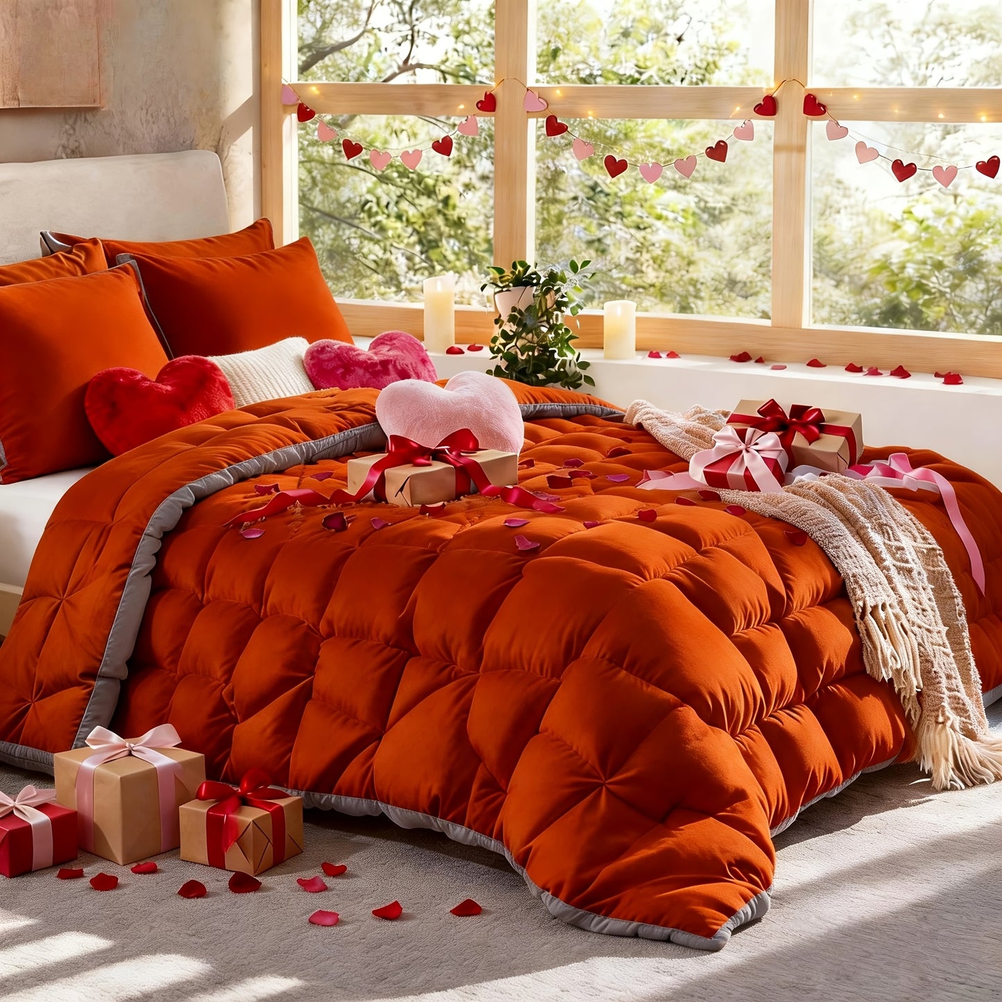 Comforter Set 7 Piece Queen King Full - Soft Microfiber Pintuck Pleated Bed in a Bag Complete Bedding Set with Comforter, Fitted Sheet, Flat Sheet & Pillowcases, All Season Home & Dorm Bedding