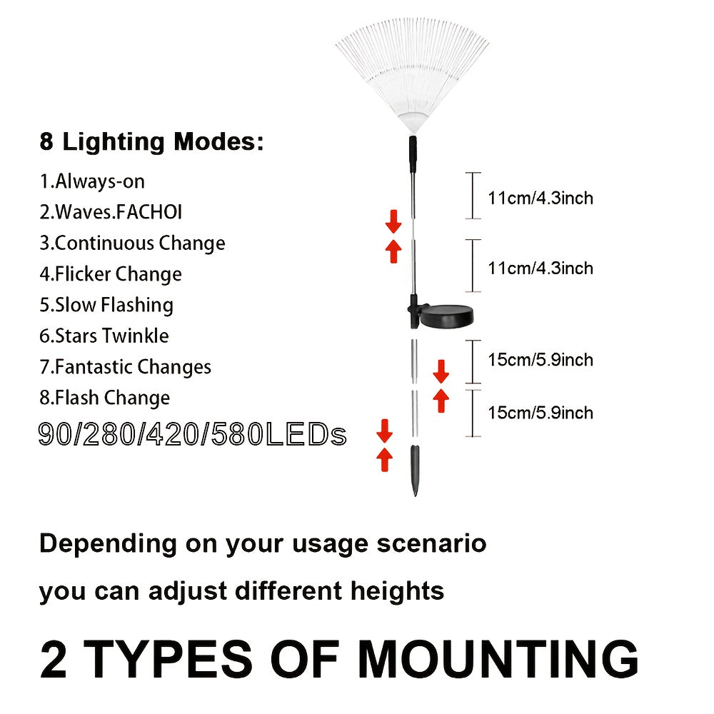 Solar Firework Garden Lights Outdoor 8 Modes LED Smart Sensor Switch Waterproof Landscape Lighting for Garden Patio Walkway Pathway Yard Lawn Party Wedding Decoration 60 200 360 LED