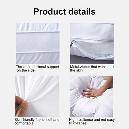 2 Pack Luxury Hotel Quality Bed Pillows Cooling Deep Sleep Neck Support Non-Collapse Hypoallergenic Polyester Fill for All Seasons Queen King Size in White Gray Pink Soft Texture Sleeping Pillow Gift