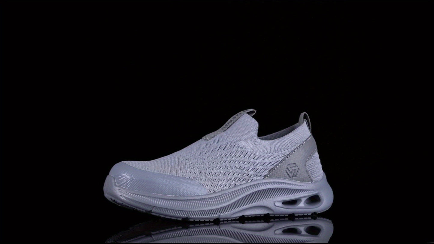 Steel Toe Work Shoes for Men Slip-On Lightweight Safety Sneakers Puncture-Resistant Non-Slip Loafers Black Grey Blue Sizes US 5.5-14