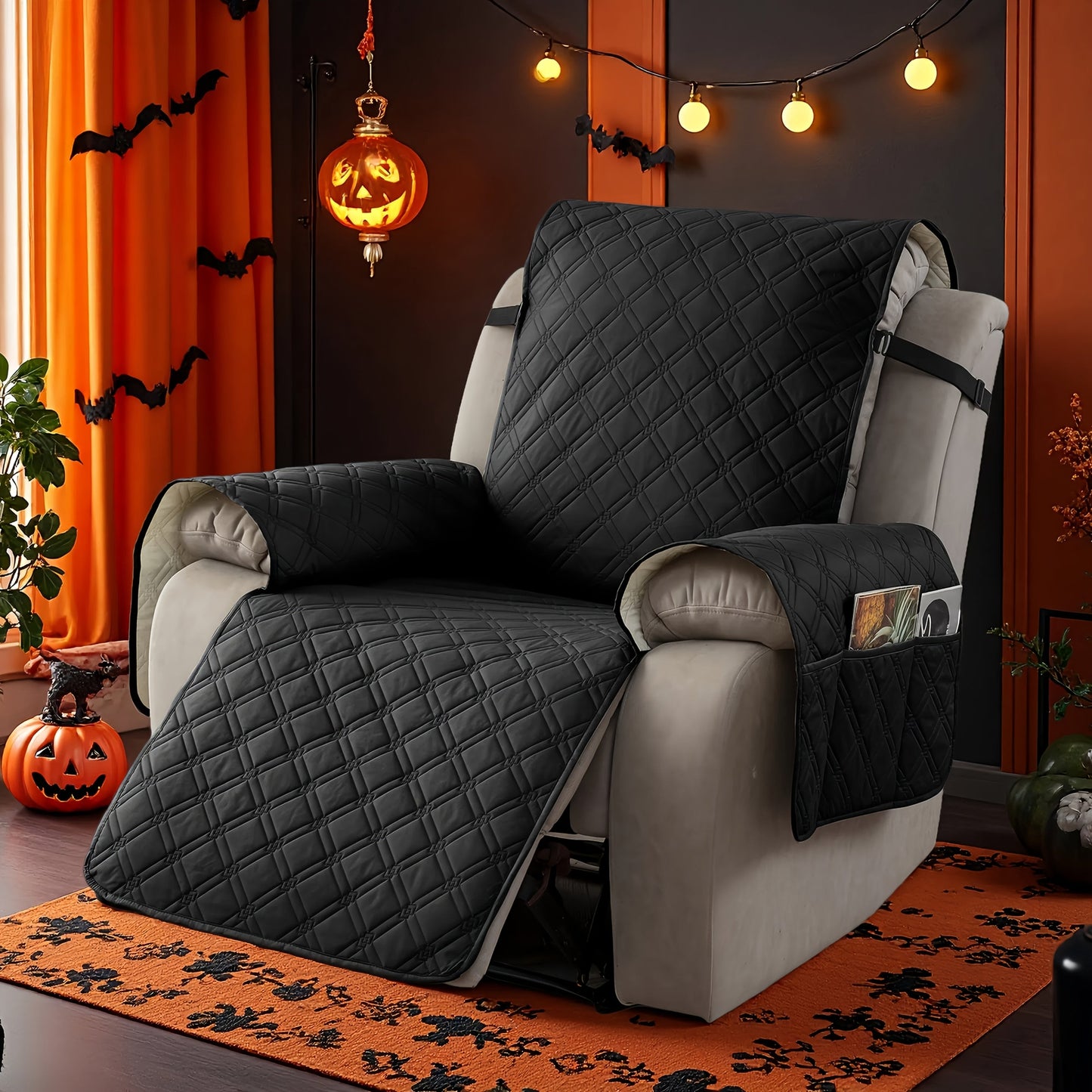 Waterproof Recliner Cover Slipcover with Side Pockets Anti-Slip Straps 4-Layer Quilted Fabric Pet Kid Proof Machine Washable Recliner Chair Protector – 11 Colors