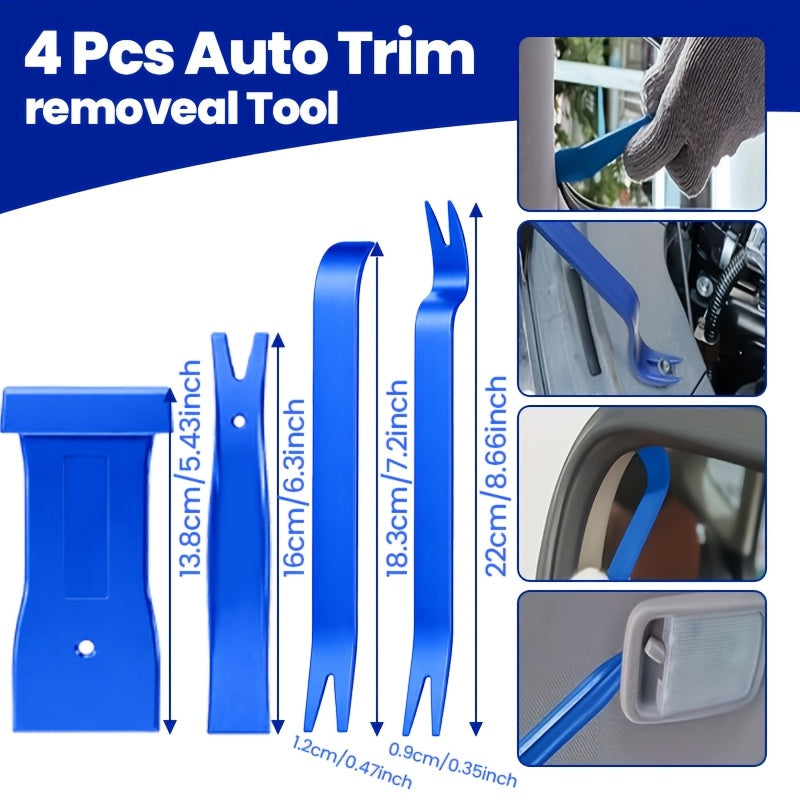17Pcs Auto Trim Removal Tool Kit with Picks, Pry Tools, Metal Scraper & Magnetic Telescopic Pickup - Car Dash Panel Door Clip Remover Set, Bicycle Maintenance Tools